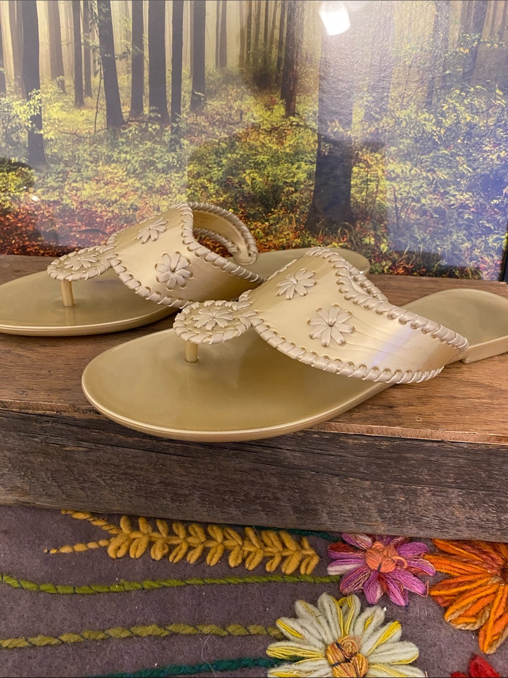 Jack Roger’s gold gel sandals.  Nice condition - Picture 2 of 5